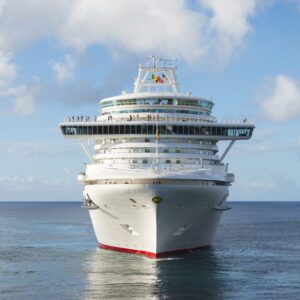 Cruise ship sailing on open sea